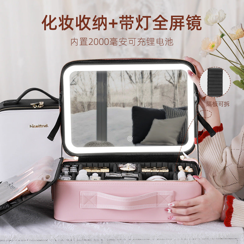 Travel Makeup Bag with LED Mirror