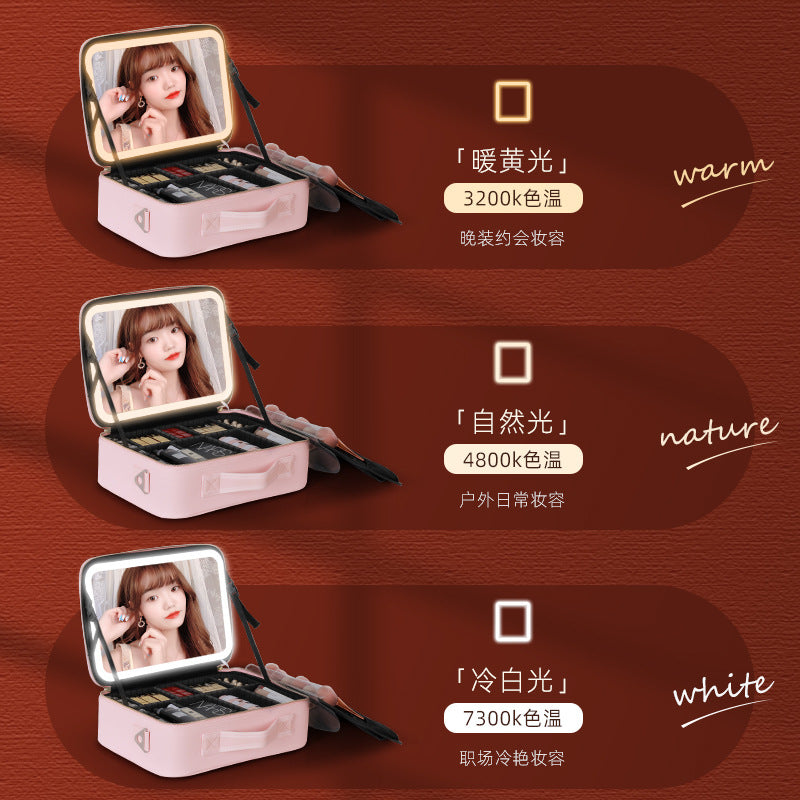 Travel Makeup Bag with LED Mirror