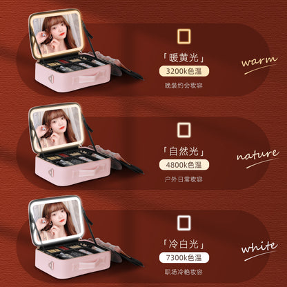 Travel Makeup Bag with LED Mirror