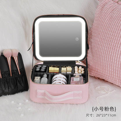 Travel Makeup Bag with LED Mirror