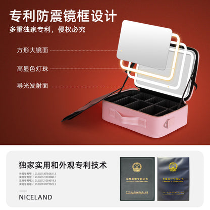 Travel Makeup Bag with LED Mirror